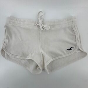 Hollister Womens Cream Fleece Dolphin Shorts Embroidered Logo XS 3N2100